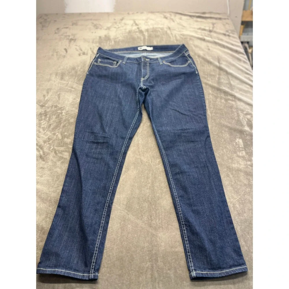 Levis Mid Rise Skinny Jeans Womens 18W Indigo Blue Denim Stretch 1233‎
